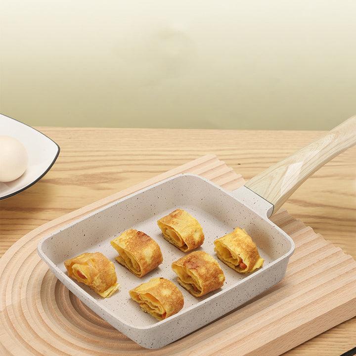 Nonstick Square Wooden Handle Frying Pan