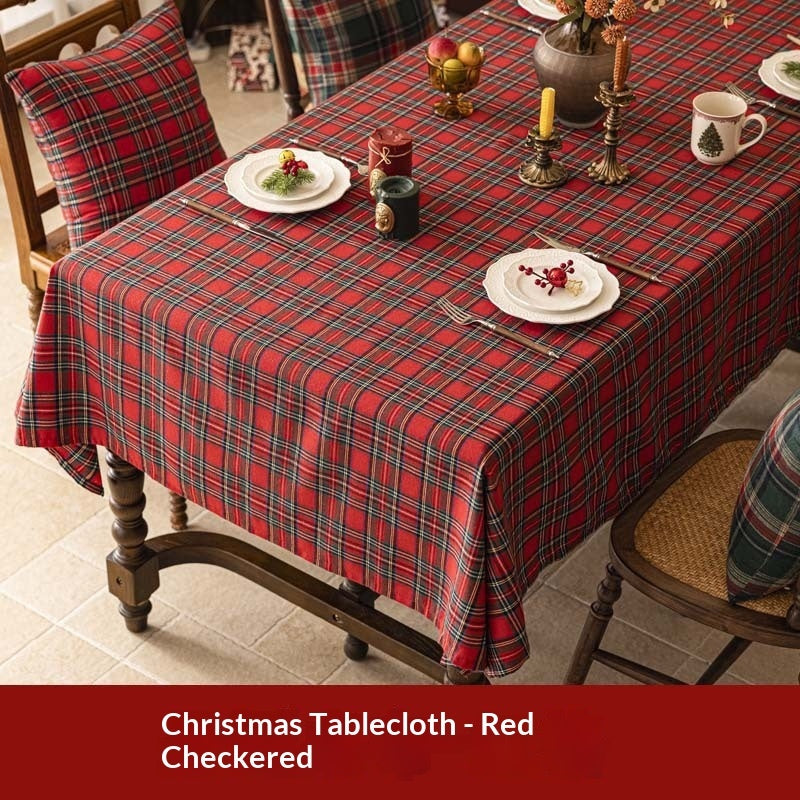 Christmas Retro Red Tablecloth Festive Atmosphere Rectangular Plaid Tablecloth