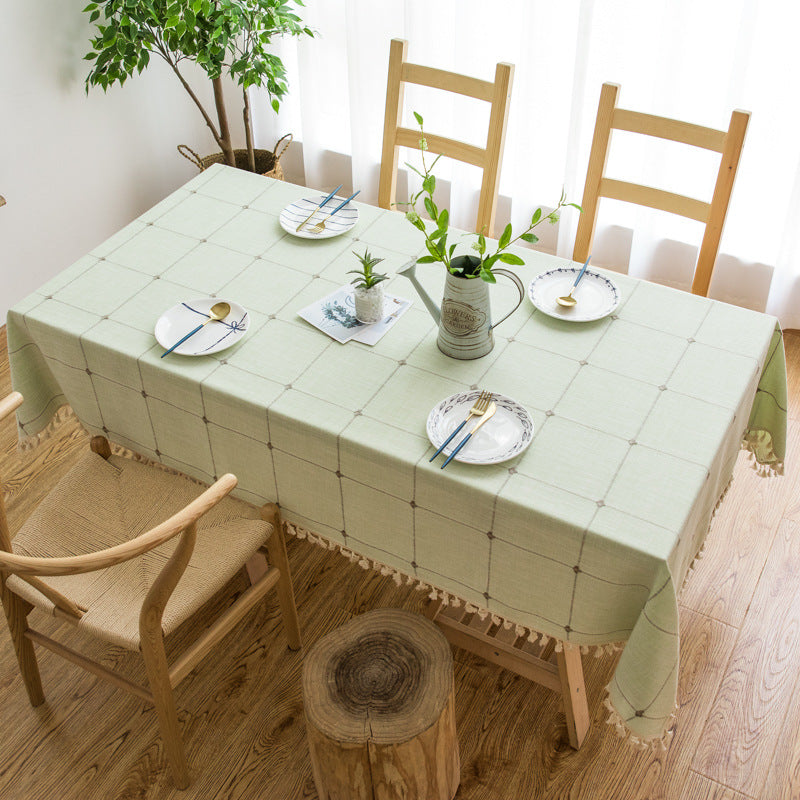 Pastoral Plaid Tassel Tablecloth
