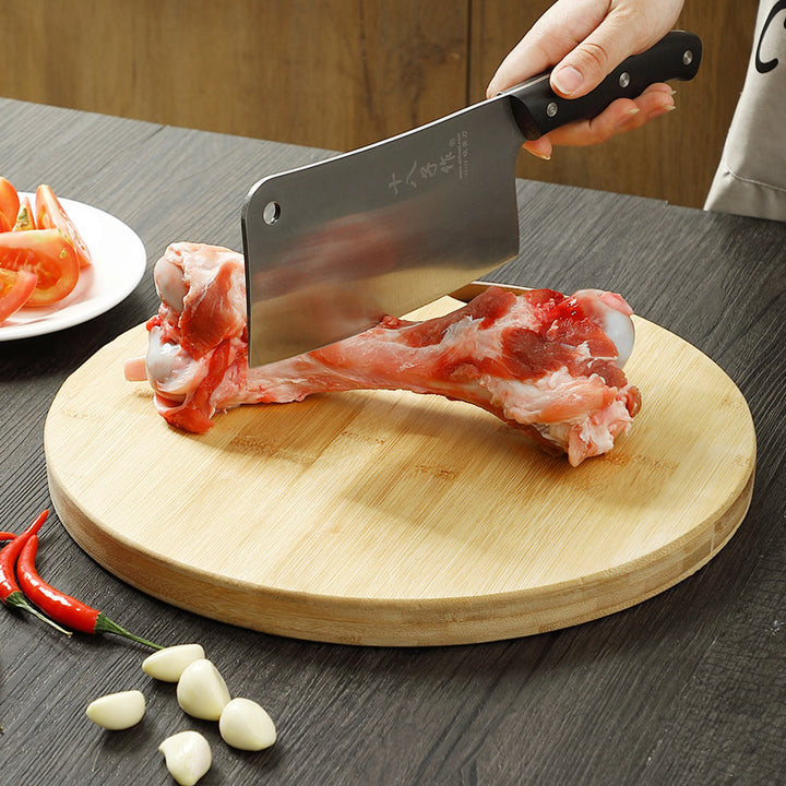 Round Thick Solid Wood Bamboo Cutting Board