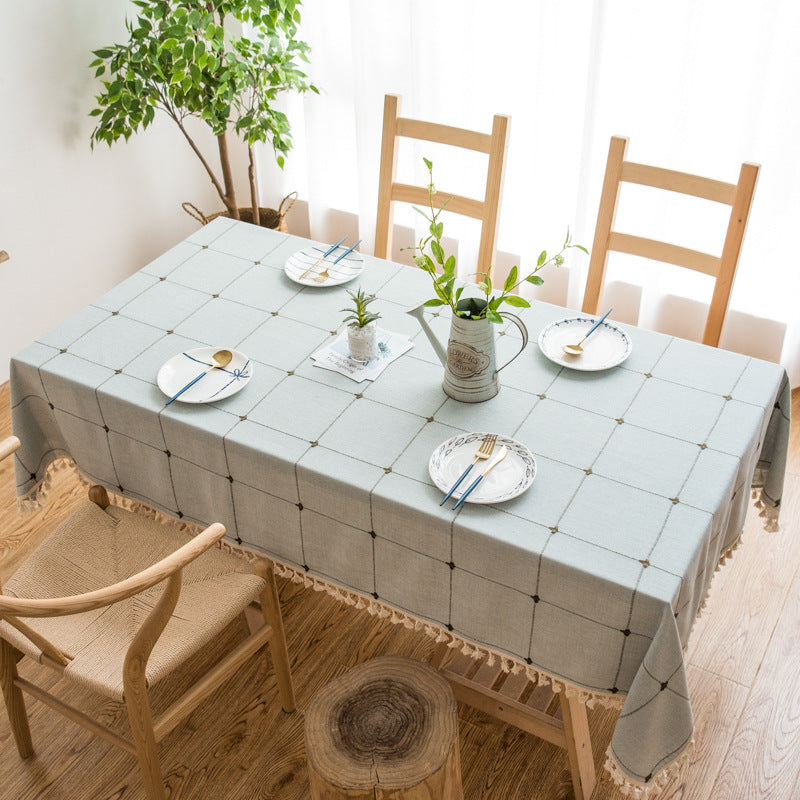 Pastoral Plaid Tassel Tablecloth