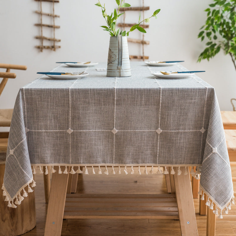 Pastoral Plaid Tassel Tablecloth
