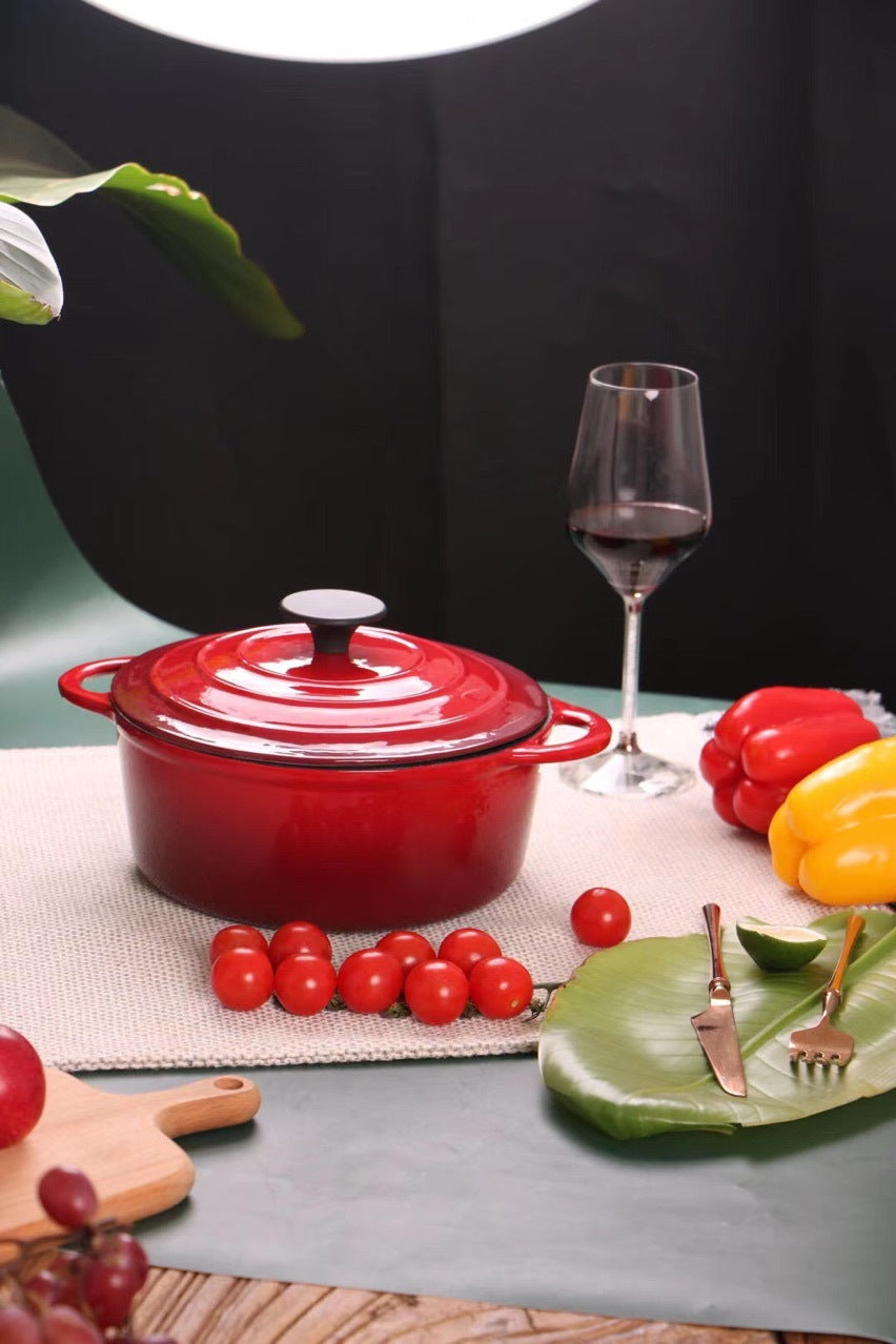 Enamel cast iron hat stock pot