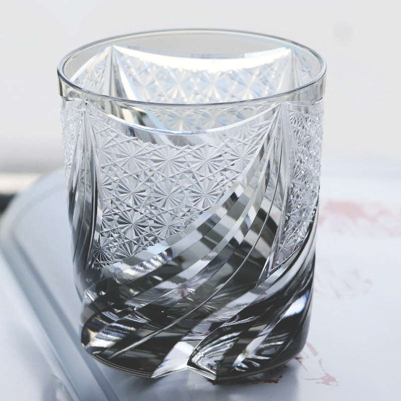 Hand Carved Whiskey Crystal Wine Glass